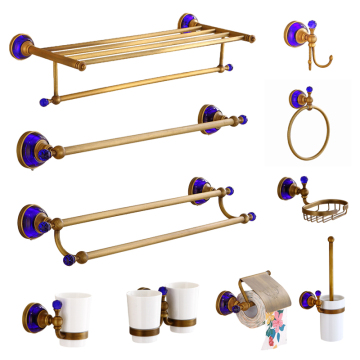 Brass Wall-Mounted Bathroom Towel Bar Single Pole Hanging Rod