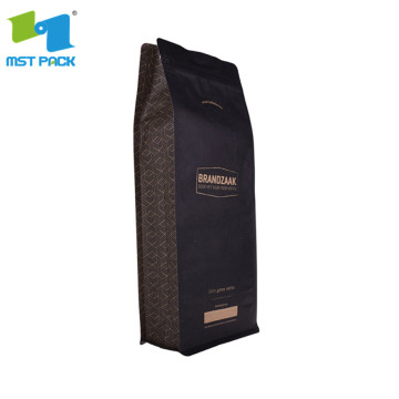 Flat bottom paper bag with zipper and valve