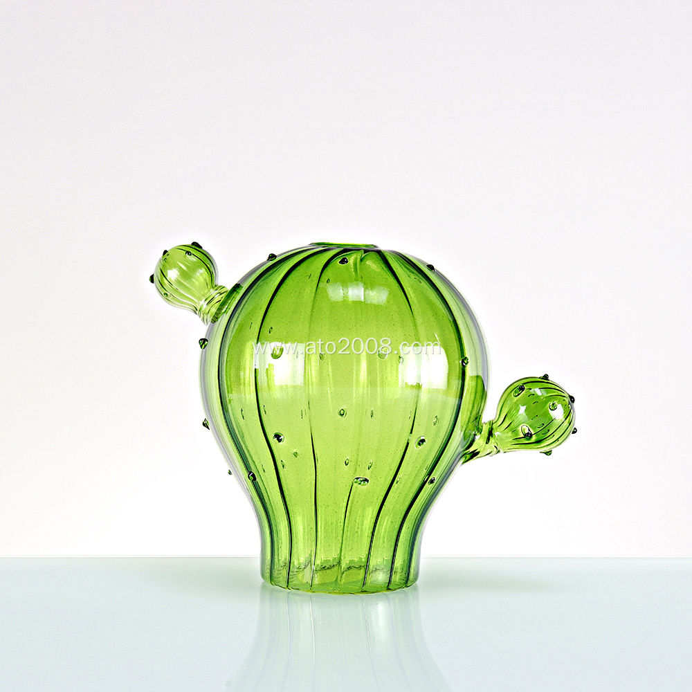 Green cacuts glass vase