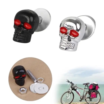 2 Pcs Motorcycle Skull License Plate Cover - Black/Silver