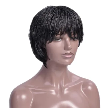 Short Braided Dreadlock Wigs Wholesale Straight Glueless Cheap Afro Short Pixie Cut Braided Synthetic Hair Wigs For Black Women