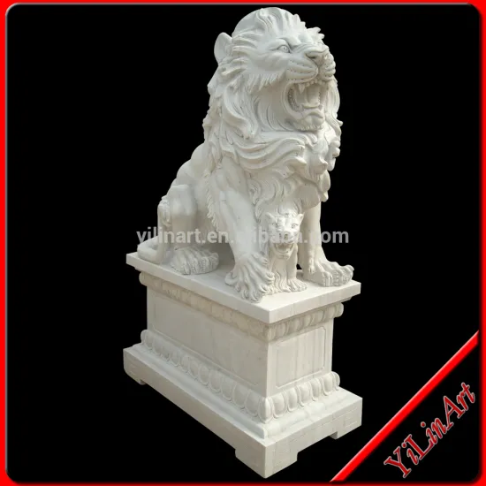 Marble Lion Sculpture With Base,Stone Squatting Lion(YL-D283)