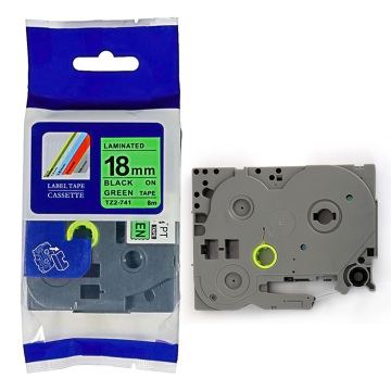For Brother tz tape 18mm Black on Green tz-741