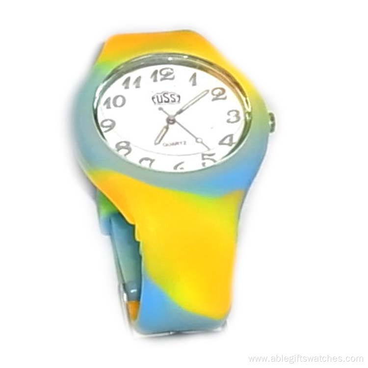 fashion color mixture silicone quartz watch