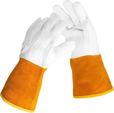 Warehouse Fire Resistant BBQ Heat Extra Length Cowhide Split Leather Welding Gloves