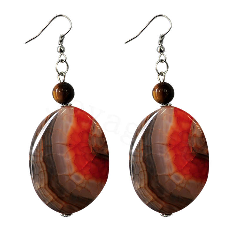 Boucle d&#39;oreille en agate avec pierre naturelle