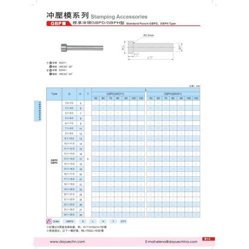 Pièces de moule standard JIS poinçon rond droit SKD-11