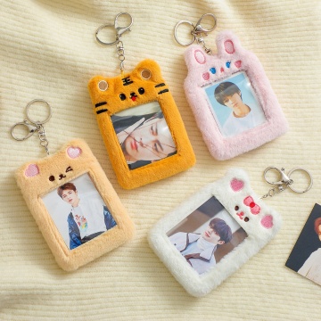 Custom Plush Idol Collect Photos Case: Cute Animal Fluffy Soft K-pop Plush Card Holder