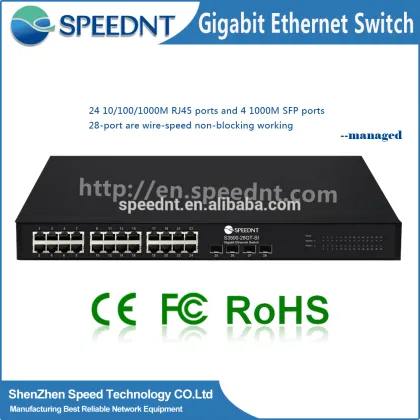 Speednt Network Solutions - 24-Port+4*1000M combo SFP ports gigabit switch for home network