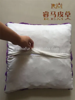 Purple RABBIT FUR PILLOW