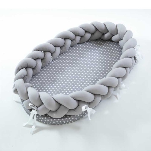 Baby Bed Portable Grey Pink Crib Baby Nest Cot Kids Cradle Children's Bed Bumper Sides in the Crib Newborn Room Decor