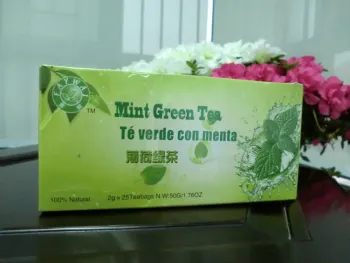 Mint green tea teabag