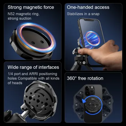 Magnetic Stand Holder for Apple MagSafe with 1/4 Inch Thread and ARRI Hole for iPhone