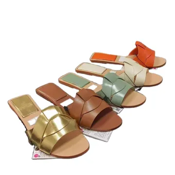 Summer Denim Flat Women's Slippers: Designer ZA Shoes Size 42 Beach Sandals with Round and Open Toe