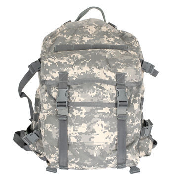 Digital camouflage backpack, made of polyester fabric, with PU coating