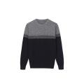 Men's Knitted Stripe Crew-Neck Color Block Pullover