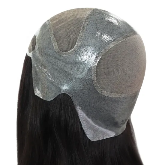 Professional Medical Grade Human Hair Wigs: 16-inch Mono Full Head Prosthesis with Lace Front and Polyskin Perimeter