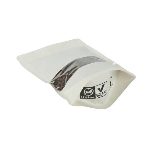 Reclosable ok compost kraft paper / PLA coffee bag with window