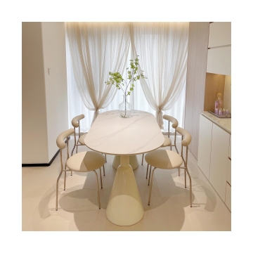 Modern Luxury 4 Seater Sintered Stone Top Round Dining Table for Nordic Home Restaurant and Dining Rooms