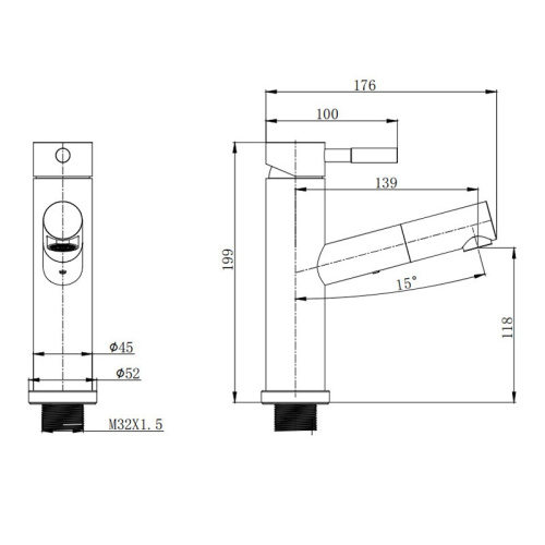 Stainless Steel Single Hole Brushed Pull Out Faucet