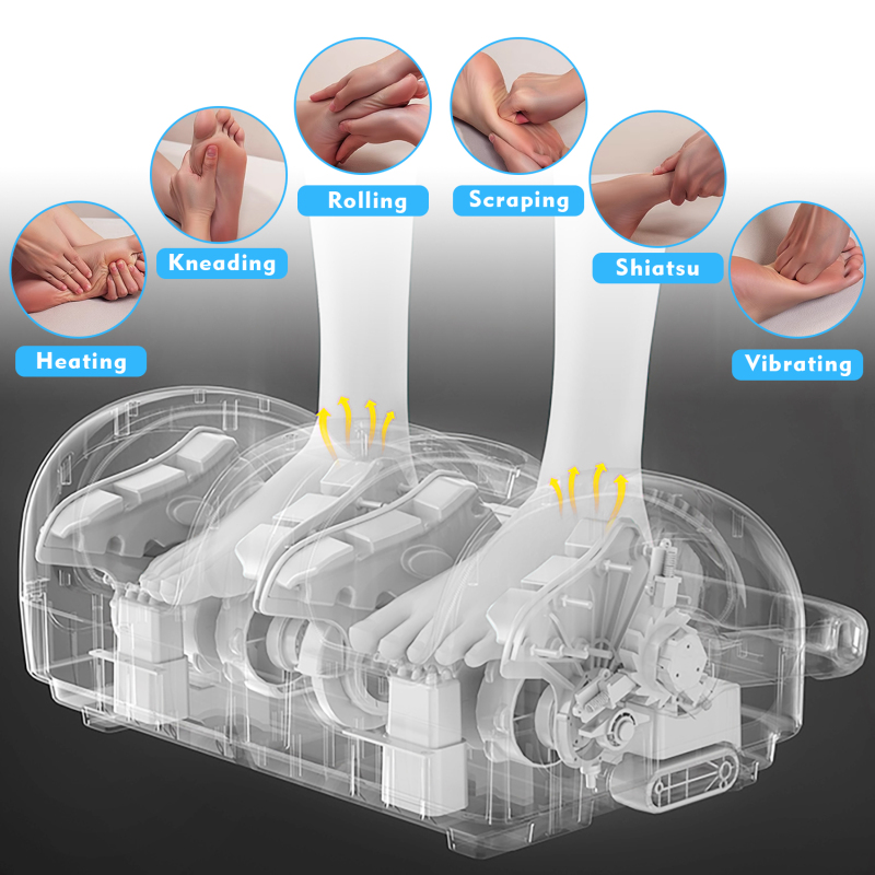 Shiatsu foot massager heating & kneading & rolling & scraping & shiatsu & vibrating