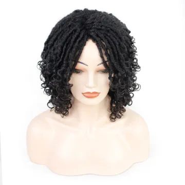 Wholesale Short Dreadlock Crochet Hair Wigs Braided Wigs for Black Women Costume Cosplay  Low Temperature Flame Retardant  Fiber