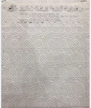 White Strawberry Cotton Embroider Fabric