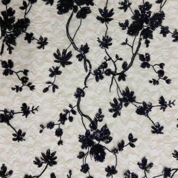 Dream Flowers / Tendrils Sequin Embroidery Fabric