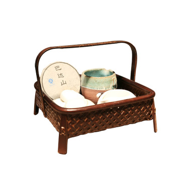 Handcrafted Lacquer Bamboo Basket - Traditional Home Decor & Storage