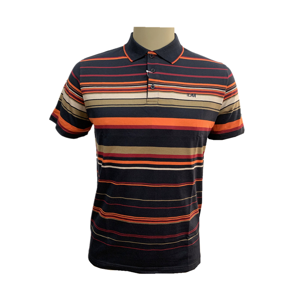 Men`s knit yarn dyed feeder stripe polo shirt China Manufacturer