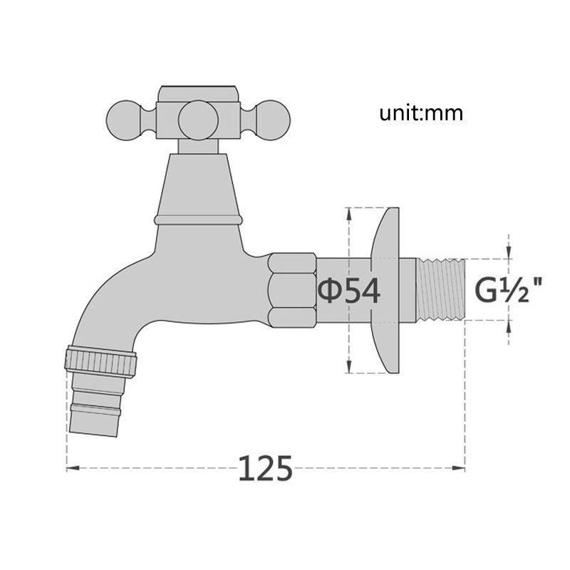 Torneira única retro da máquina de lavar roupa de bronze preto frio de parede Torneira de latão de estilo europeu