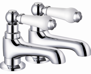 classic deck-mount bathroom brass faucet tub filler porcelain handle