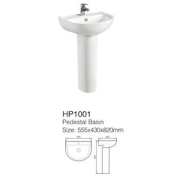 Hot Sale White Ceramic Pedestal Wash Basin
