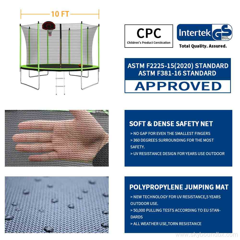 Outdoor Trampoline 10ft with enclosure dropshipping