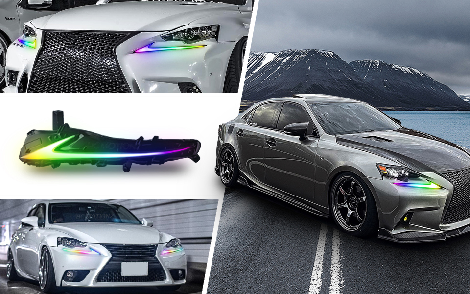 LED DRL Daytime Running Light For Lexus IS250 IS350 IS200t IS300 ISF 2017 2018 2019 2020 Blue Start-up Animation Sequential Indicator Replacement Assembly Accessary