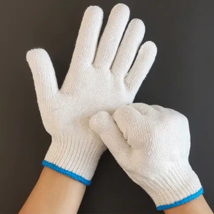 White Cotton Yarn Knitting Thread Gloves - Universal Wear-resistant Labor Protection Glove
