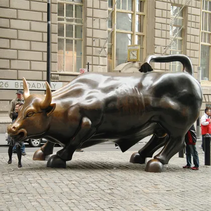 Outdoor Decoration bronze Life Size New York Wall Street Bull Statue