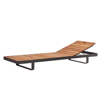 Teak Wood Outdoor Pool Chaise Lounge at Beach Resort