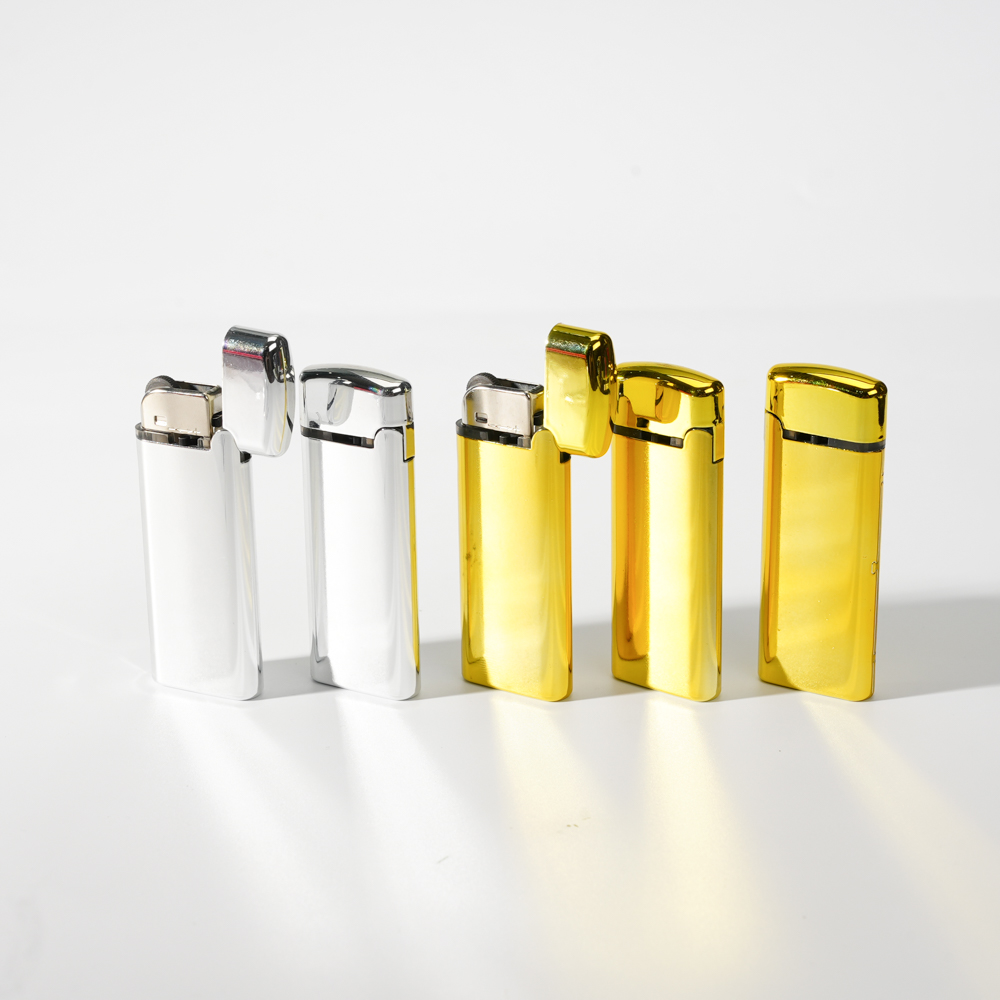 Premium Soft Flame Flip-Top Golden and Silver Lighter