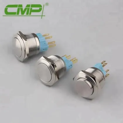 22MM 1NO 1NC Latched Push Button Switch, 4 Legs, Flush Round