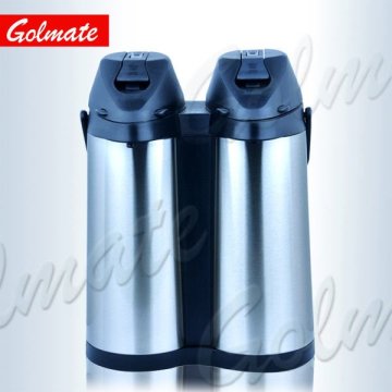 Stainless steel Lever pump Double body Glass inner insulated isolation thermal airpot, vacuum pump pot, coffee pot 3.8L