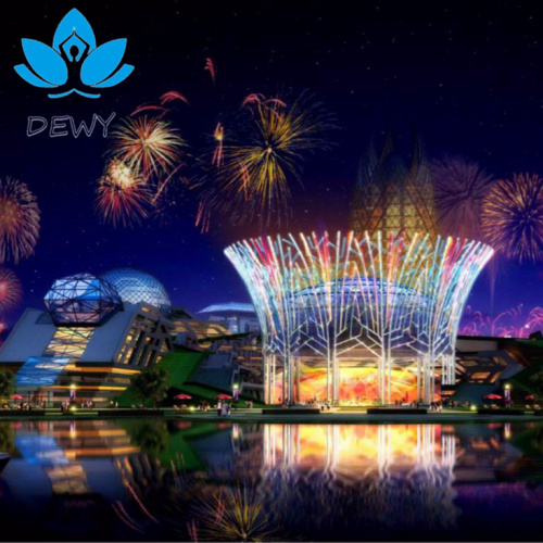 Экрани рақси рақси мусиқӣ Обро дар беруни бино нишон медиҳад