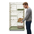 Multi-Level Cat Cage 3-Tier Iron Wire Playpen Plastic Tray Indoor Enclosure Quadrate Villa for Cats
