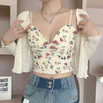 Phụ nữ Cúp hoa nhỏ Cúp CROP TOPS VỚI TIẾP THỊ CUNG CẤP