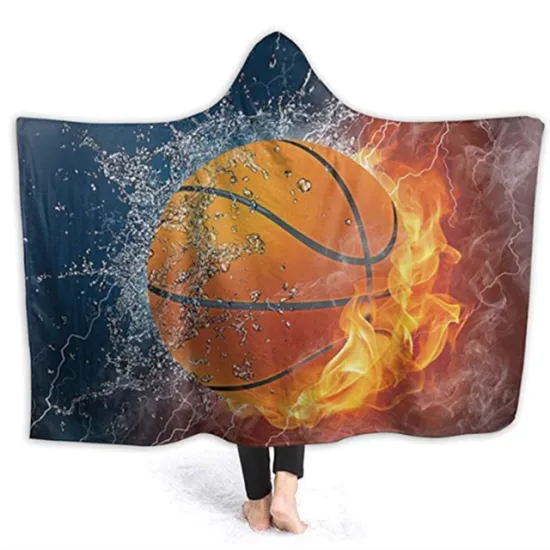 Custom Funny 3D Digital Printing Warming Super Soft Wearable Winter Sherpa Fleece Throw Hoodie Blanket