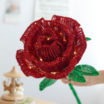 INTODIY Big Rose Handmade Flower Making Kit - DIY Chenille Stems Flower Tool Set