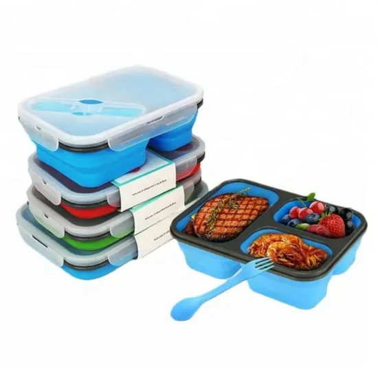 Hot Selling Reusable Silicone Foldable Lunch Box Sets: Sustainable Dinnerware for 8-9 Inch Meals