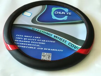 Leather wrap car steering wheel cover