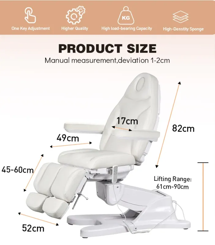 Electric Massage Table with Rotated and Tilt Features for Cosmetics Salon