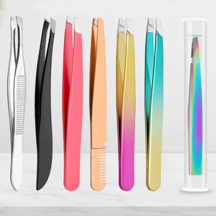 Wholesale Stainless Steel Oblique Mouth Eyebrow Clip - Beauty Trimming Tool